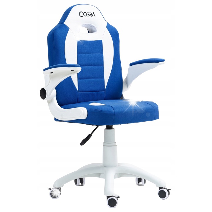 Cobra Junior Gamer szék, kék-fehér, 100-150 cm, 12 kg, szövet