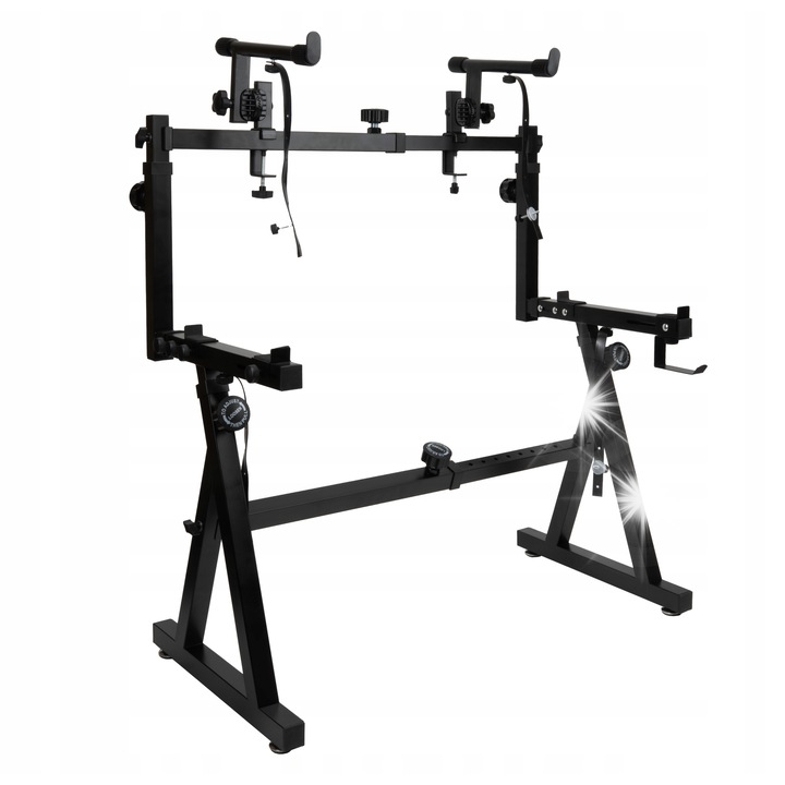 Stativ clape MusicMate MM-AK100, 140x90cm, negru, cu blocaje de siguranta si suruburi de montaj