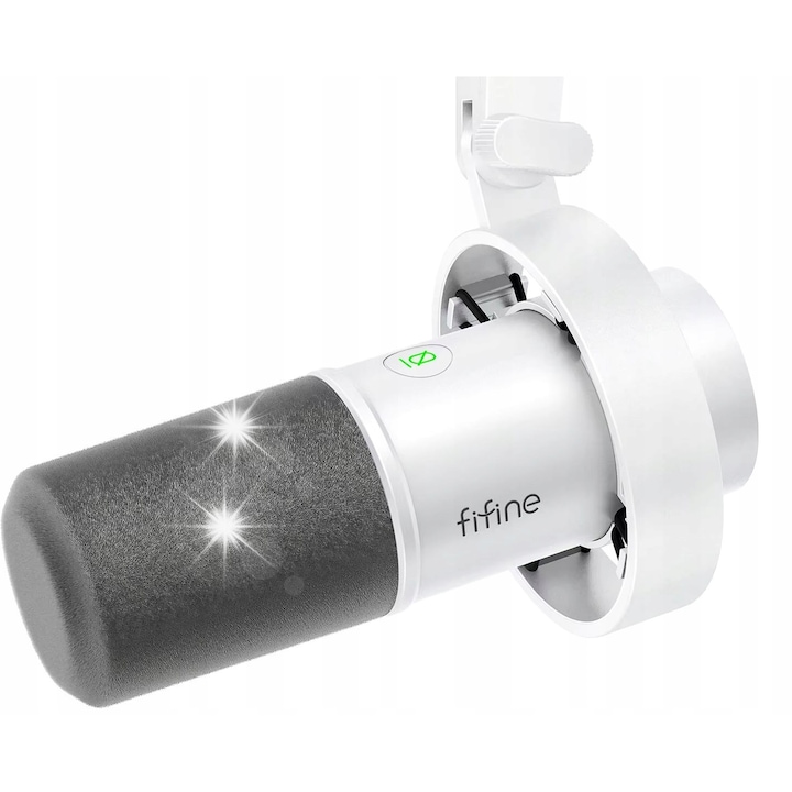 Mikrofon dinamic USB+XLR Fifine K688W, professzionális tulajdonságok, fehér, 585g