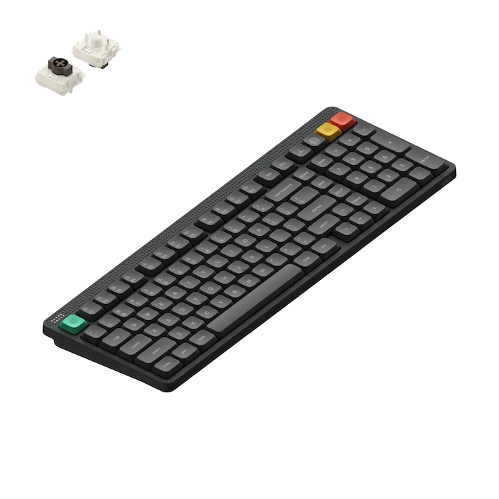 Tastatura Mecanica Wireless NuPhy Node 100 Low-Profile, PBT Keycaps, RGB LED, Bluetooth/2.4GHz/USB-C, Brown nano Switch, Gri