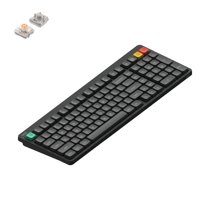 Tastatura Mecanica Wireless NuPhy Node 100 Low-Profile, PBT Keycaps, RGB LED, Bluetooth/2.4GHz/USB-C, Blush nano Switch, Gri