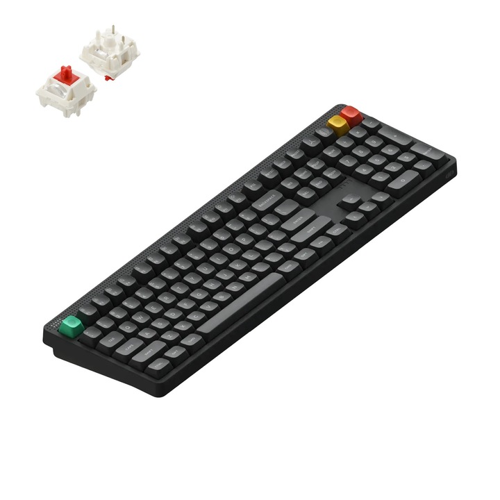 Tastatura Mecanica Wireless NuPhy Node 100 High-Profile, PBT Keycaps, RGB LED, Bluetooth/2.4GHz/USB-C, Red Max Switch, Gri
