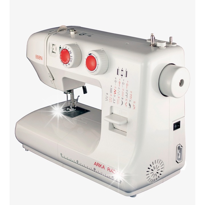 Masina de cusut Arka Radom 888 N, 30 functii, 18 tipuri de cusaturi, metalica, alb