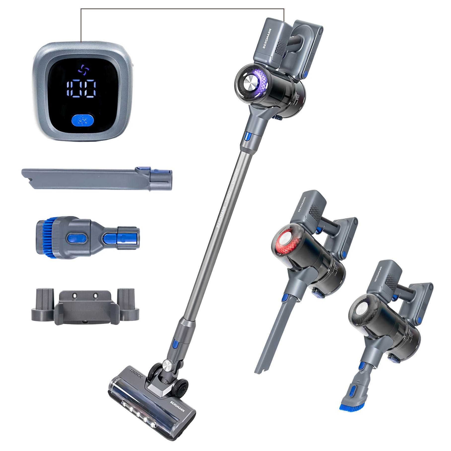 Aspirator vertical BERGMANN HAX 125, 450 W, 31 kPa, filtr HEPA, 3 niveluri de putere, 650 ml, 45 min autonomie