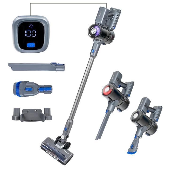 Aspirator vertical BERGMANN HAX 125, 450 W, 31 kPa, filtr HEPA, 3 niveluri de putere, 650 ml, 45 min autonomie