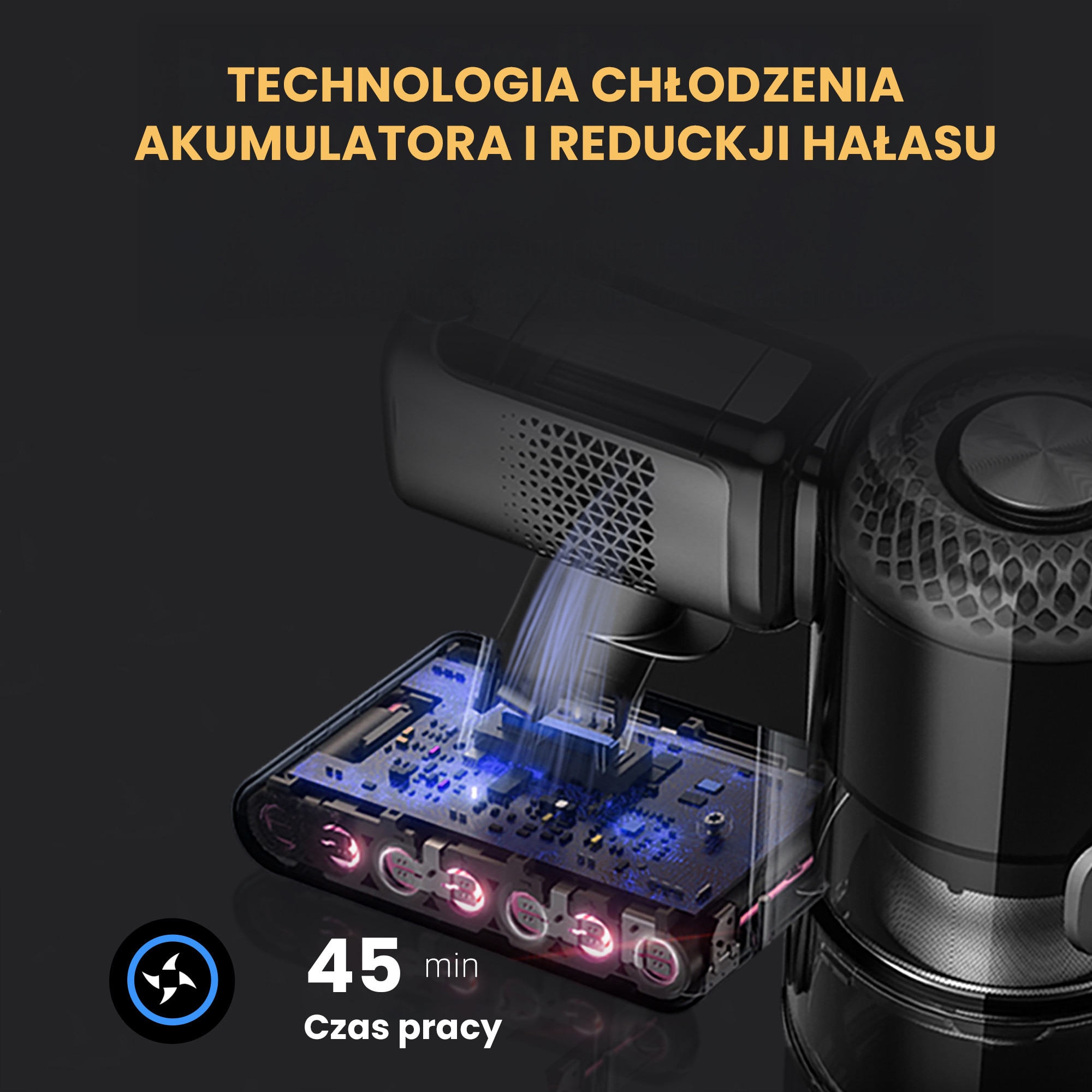 Aspirator vertical BERGMANN HAX 125, 450 W, 31 kPa, filtr HEPA, 3 niveluri de putere, 650 ml, 45 min autonomie
