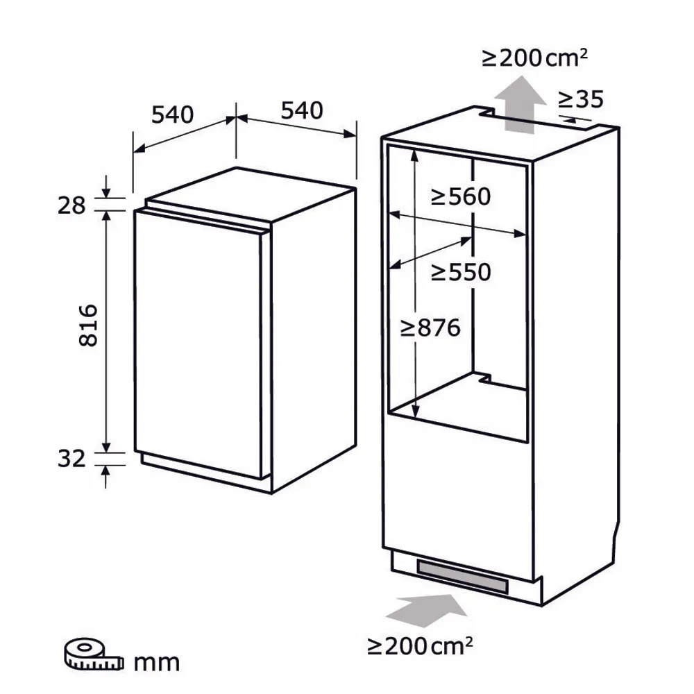 Mini frigider incorporabil Exquisit, ideal pentru rulote/pensiuni/camere de hotel, capacitate 118 litri, H 88, compatiment pentru fructe/legume, panou de control mecanic, zgomot redus, picioare ajustabile, compact, design modern, alb