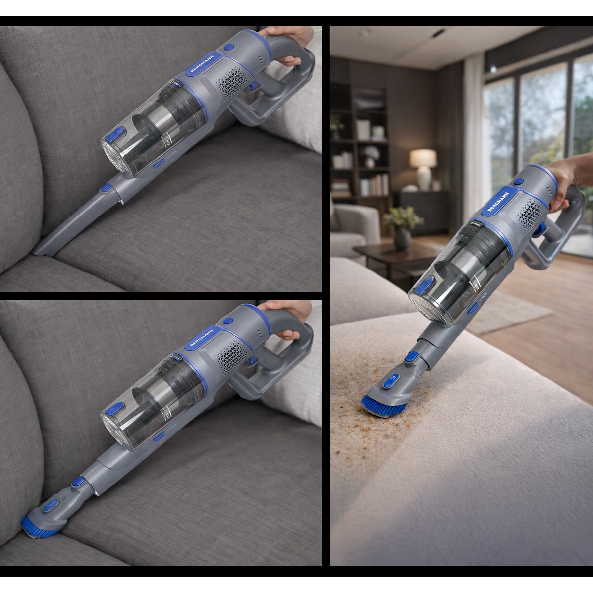 Aspirator vertical BERGMANN HAX 121, 450 W, filtr HEPA, 3 nivele putere, 28 kPa, 650 ml, 2500 mAh, 45 min autonomie