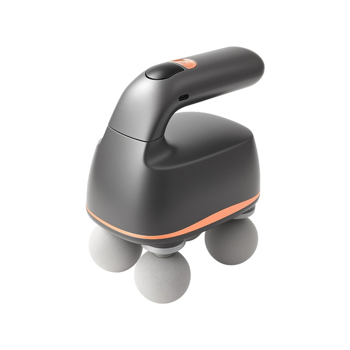 Aparat de masaj profesional ORBER, pistol de masaj, 4 capete, 6 trepte de viteza, negru, 9x16x13cm