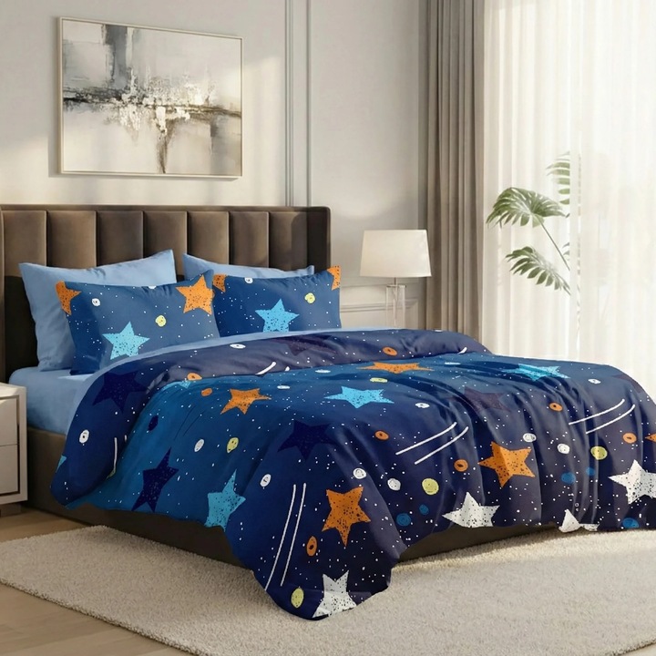 ELVO Economy dupla ágynemű 6 részes Éjszakai táj Kék LEE3 Ralex Pucioasa