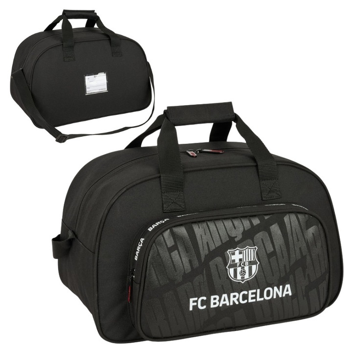 Geanta Sportiva FC Barcelona, Safta, Nylon, 20 L, Compartiment Fermoar, Buzunar Exterior, Licenta Originala, Durabila, Ideala Pentru Scoala Sau Sport, Cadou Fani, 40 x 40 cm, Negru