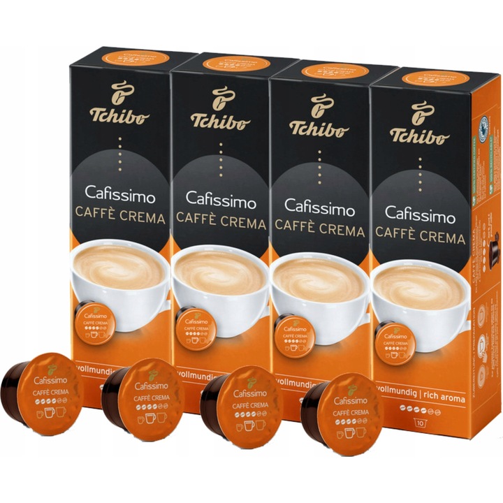 Cafa macinata in capsule Tchibo Cafissimo Caffe Crema 100% Arabica, 40 capsule, intensitate 4/6