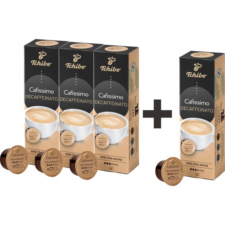 Cafa in capsule Tchibo Cafissimo Caffe Crema Decaffeinato, 40 capsule, fara cofeina, 70g