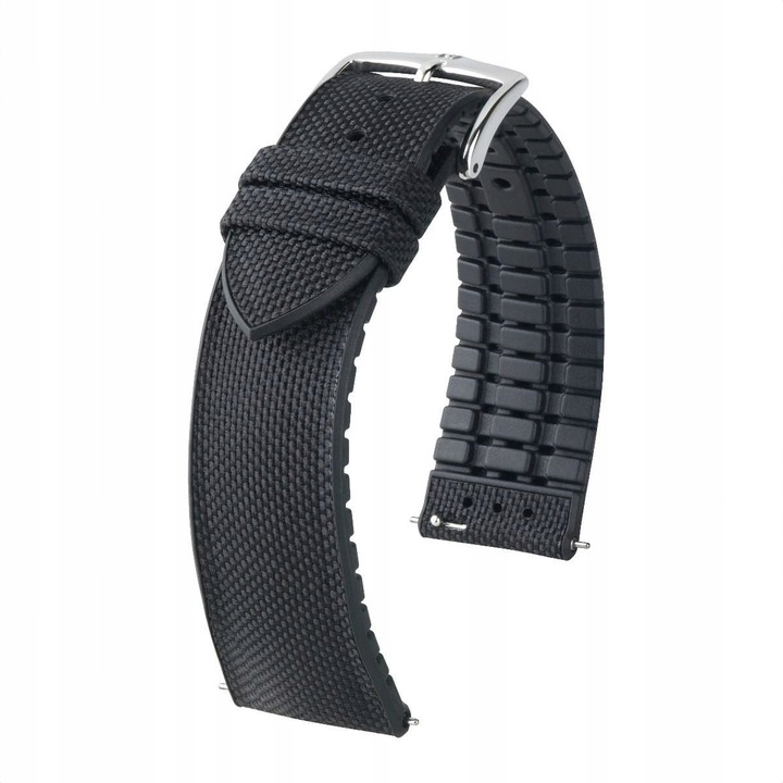 Curea HIRSCH Arne 22mm, Hi-Tech, negru, set cu adaptor