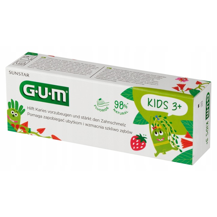 Паста за зъби GUM Kids 2-6 години, 50 мл, аромат на ягода, деликатна формула