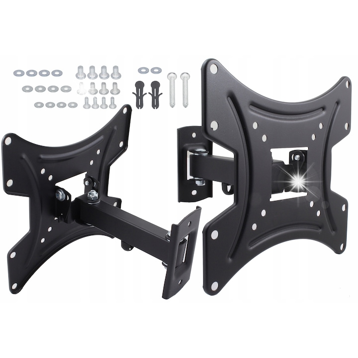 Стойка за телевизор Art, 13-46 инча, черна, регулируема, комплект аксесоари за монтаж