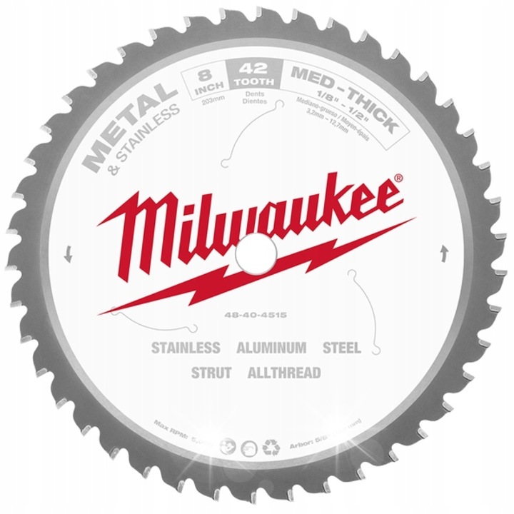 Milwaukee fémvágó tárcsa, 203x15,87mm, 42 fog, max. 2,5mm vastagság