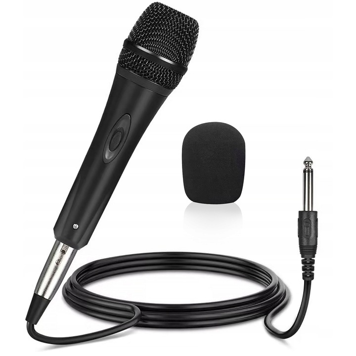Microfon MusicMate MM-50, dinamikus, kardioid, fekete, 3m XLR-Jack 6.3mm kábel, tartozékokkal