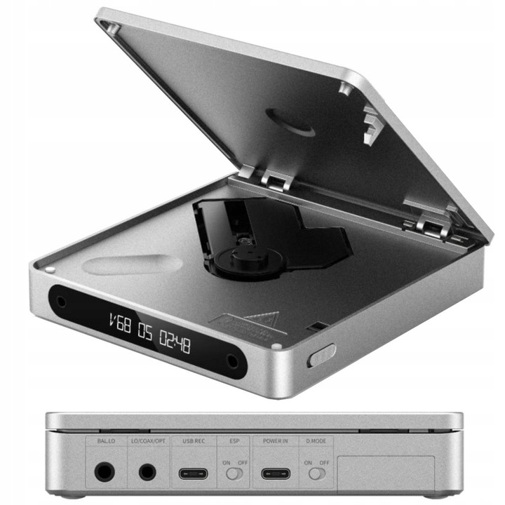 CD player portabil, FiiO, DM13, 3750 mAh, iesiri 3,5 mm si 4,4 mm, argintiu, 144x137x27 mm