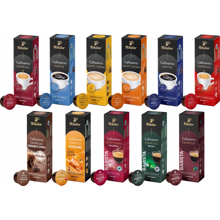 Set capsule cafea Tchibo Cafissimo 11x10, 110 capsule, diverse arome, 100% Arabica