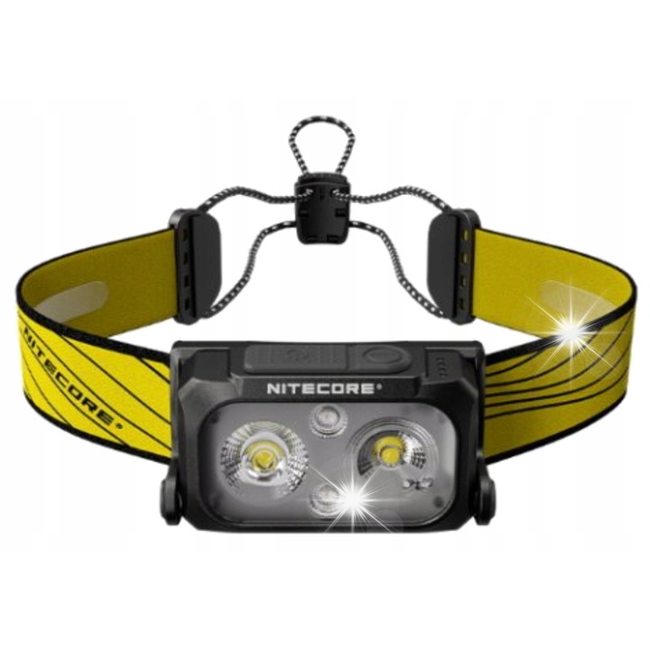 Фенер Nitecore NU25, 400lm, двойна светлина, червен, 60.1x36.8x25mm, комплект с USB-C кабел и лента за глава