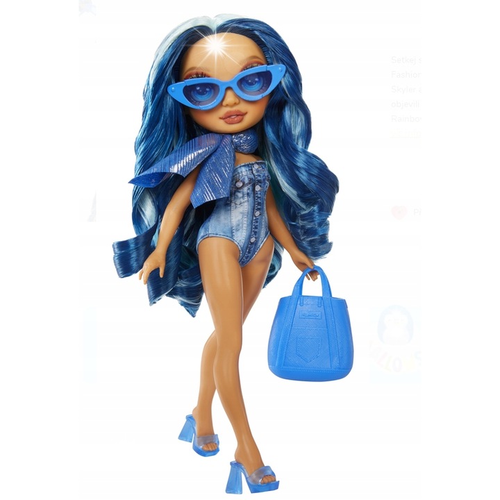 MGA Rainbow High Swim & Style Skyler baba, kék fürdőruha, kiegészítők, 28cm
