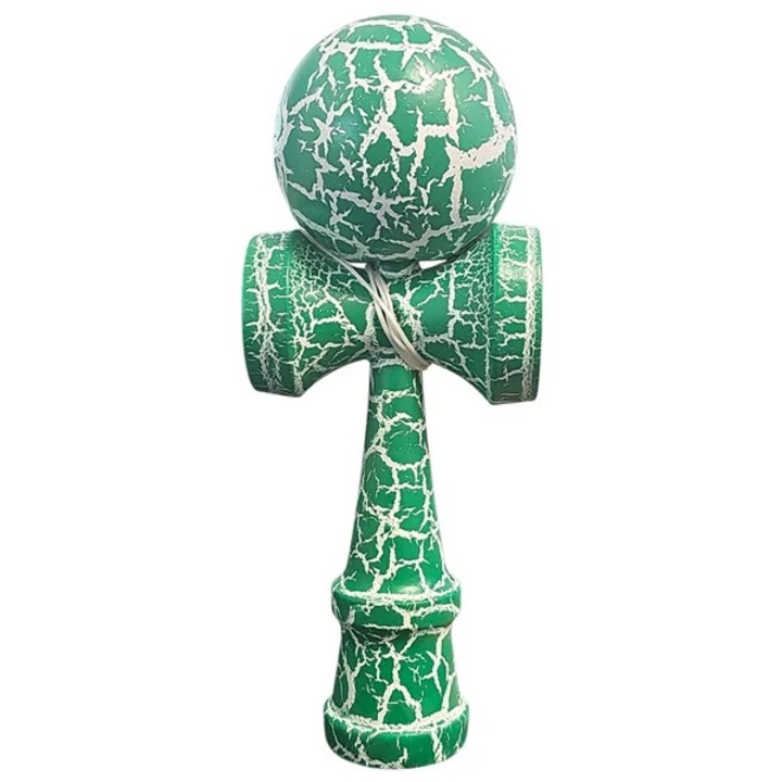 Kendama X Originala, Profesionala, DEPOX®, Cracked, Lemn, 18 cm, Verde/Alb