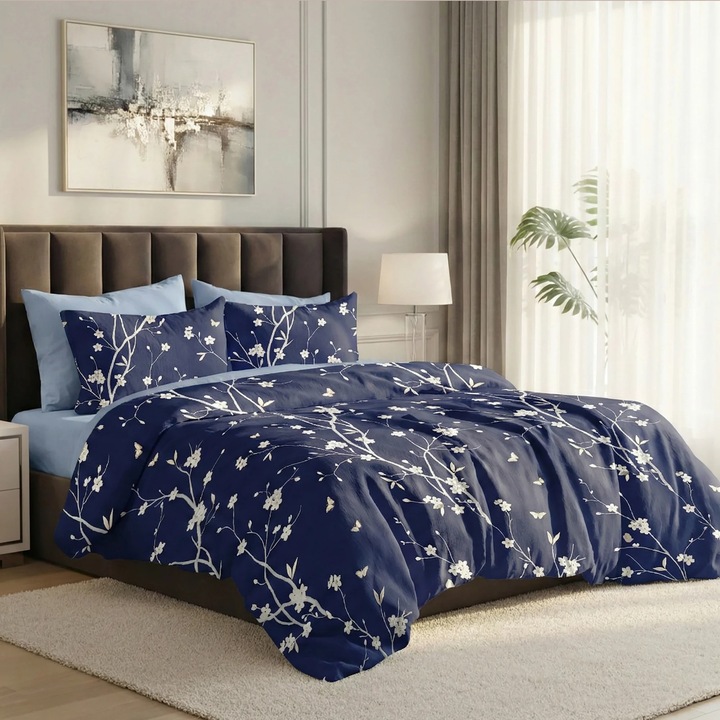 ELVO Economy dupla ágynemű 6 részes Eleganta kék LEE10 Ralex Pucioasa