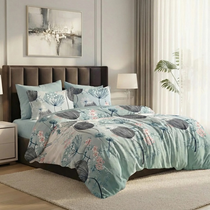 ELVO Economy dupla ágynemű 6 részes Modern Türkiz/Szürke LEE11 Ralex Pucioasa