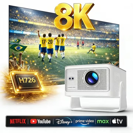 Proiector portabil HY350MAX 600 ANSI, android 14 nativ 1080P cu intrare 8K