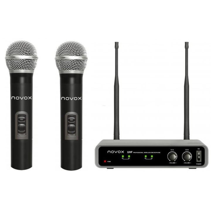 Novox Free H2 vezeték nélküli mikrofonrendszer, 2 adó, 50-80m, UHF 470-786MHz