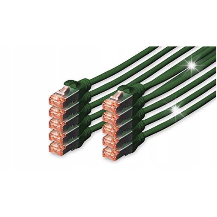 Cabluri patch cord CAT 6, 1m, 10 bucati, cu conector rosu transparent, cupru, LSZH