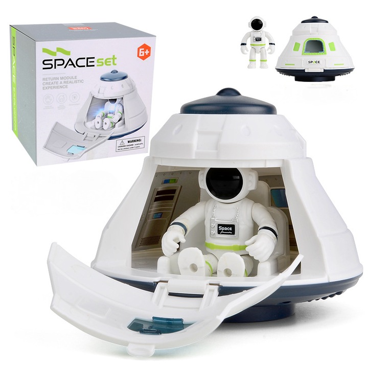 Űrjáték készlet fiúknak és lányoknak, Visszatérő kapszula, ABS, a gyermekek szem-kéz koordinációjához, szocio-emocionális intelligenciájához, képzeletfejlesztéséhez és kognitív neveléséhez