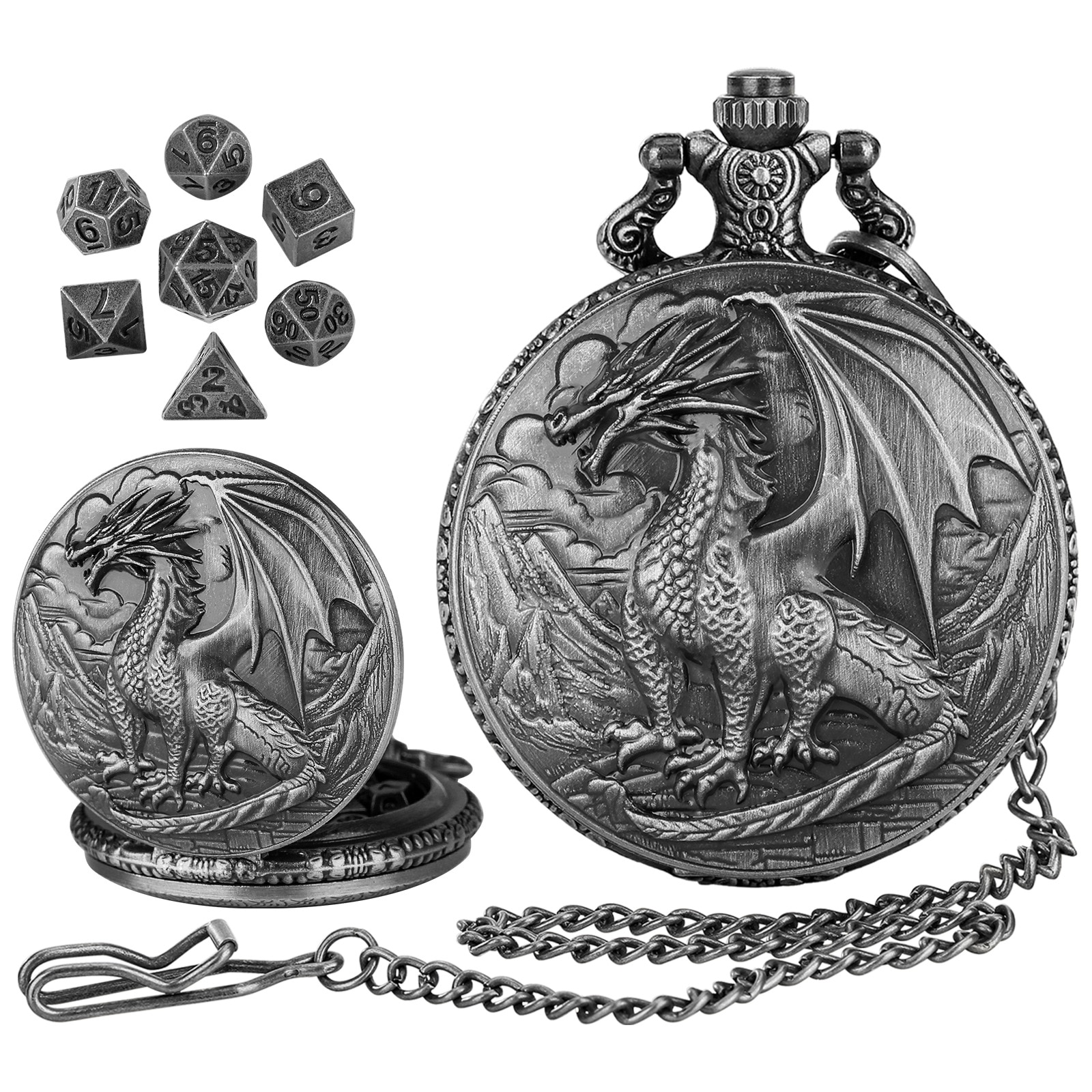 Set de zaruri metalice poliedrice 7 piese Fokelyi, multicolor, cu