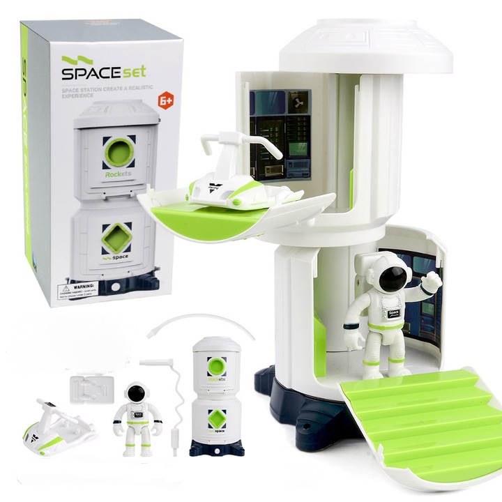 Set jucarii interactive copii, statie spatiala cu doua niveluri, ABS, Space