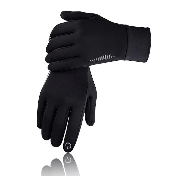 Téli sportkesztyű, vízálló, uniszex, fekete, XL