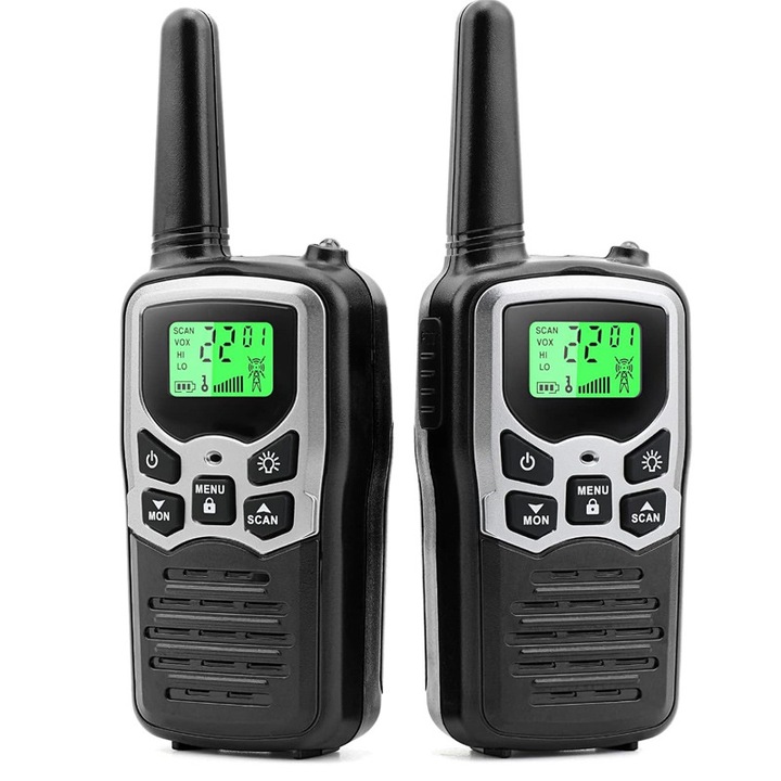 Set de statii radio portabile, 2 unitati, doua cai, negru, activitati in aer liber