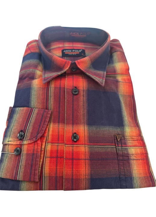 Férfi ing, piros csíkos, többszínű, hosszú ujjú, pamut-poliészter, XL méret