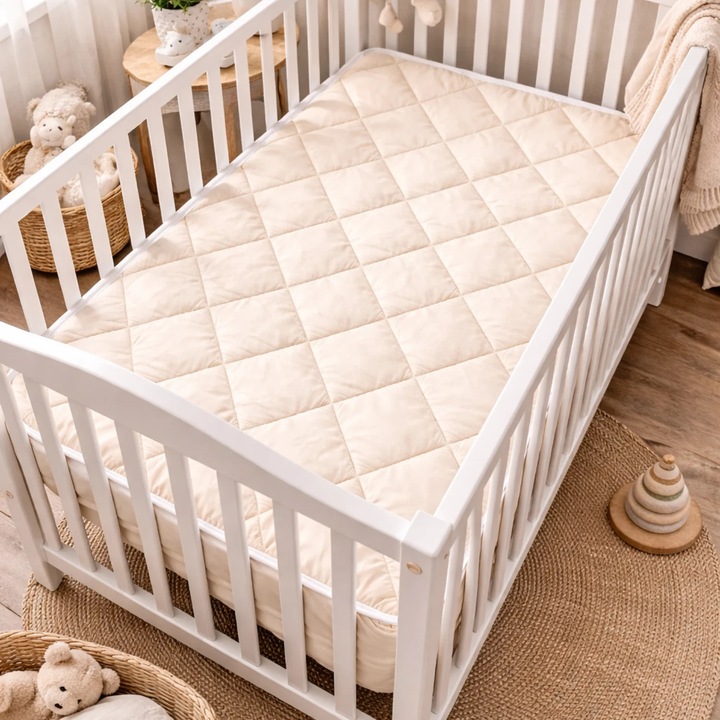 Topper Patut Bebe, LanaWool, 100% Lana Merino, Crem, 70x120 cm