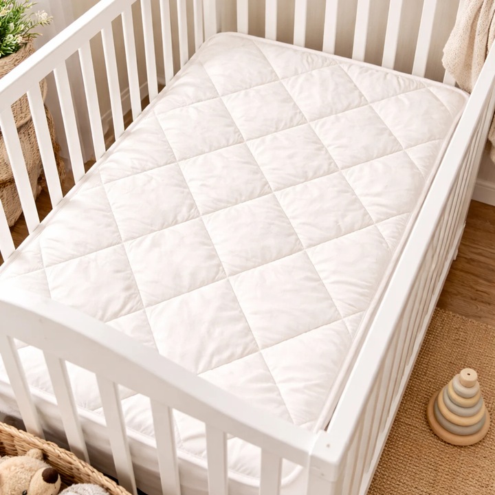 Topper saltea bebeluș LanaWool, 70x120 cm, 100% lână merinos, exterior bumbac OekoTex, moale