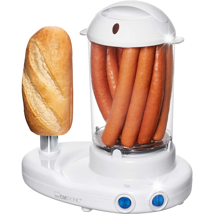 Aparat pentru hot dog Clatronic HDM 3420, 350 W, alb, 14 hot dogi, 160x235x270mm
