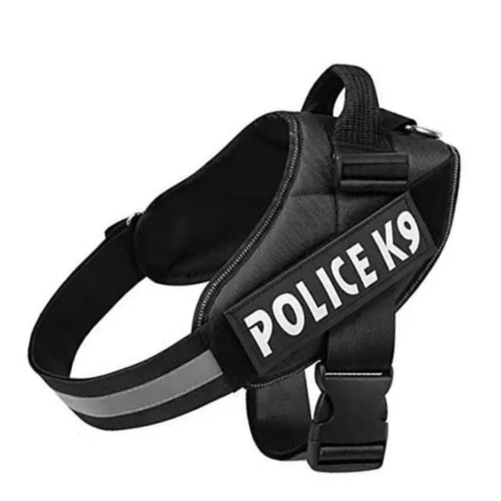 Ham pentru caini Police K9, marimea M, 50-70 cm, Negru