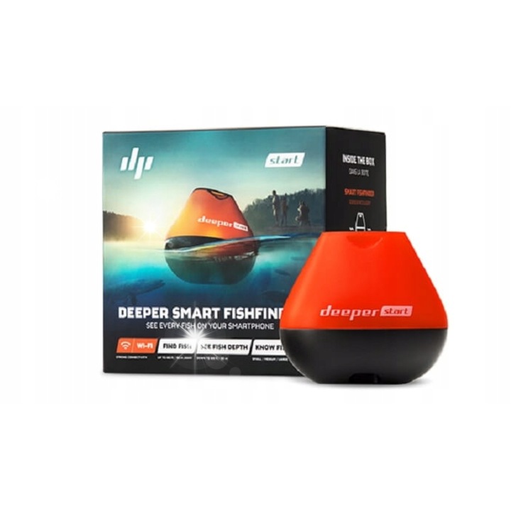Сонар GPS за риболов Deeper START, 120 kHz, максимална дълбочина 50m, черен и оранжев