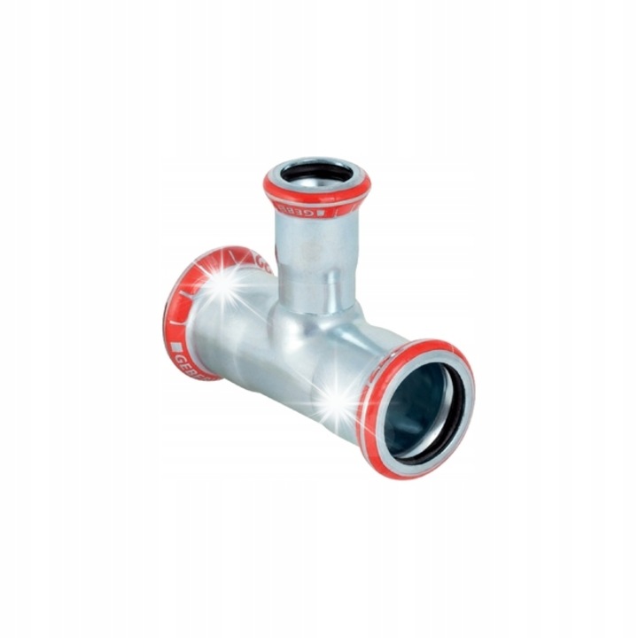 Geberit 76x42x76mm szűkítő T-idom, hűtő- és fűtővízhez, horganyzott, préselt csatlakozással