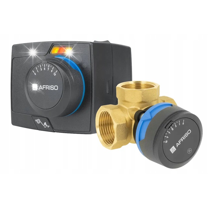 Háromutas szelep, Afriso, ARV 384 Vario ProClick, ARM 343 ProClick elektromos működtetővel, DN25, Rp1"