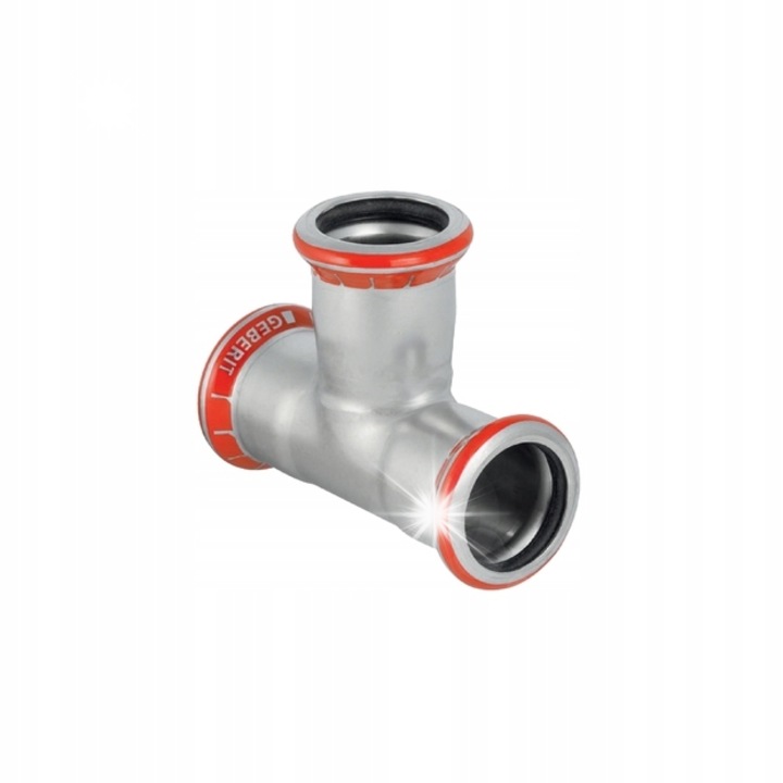 Racord T, Geberit, 89mm, 26cm, hűtő- és fűtővízhez, CIIR tömítéssel, acél