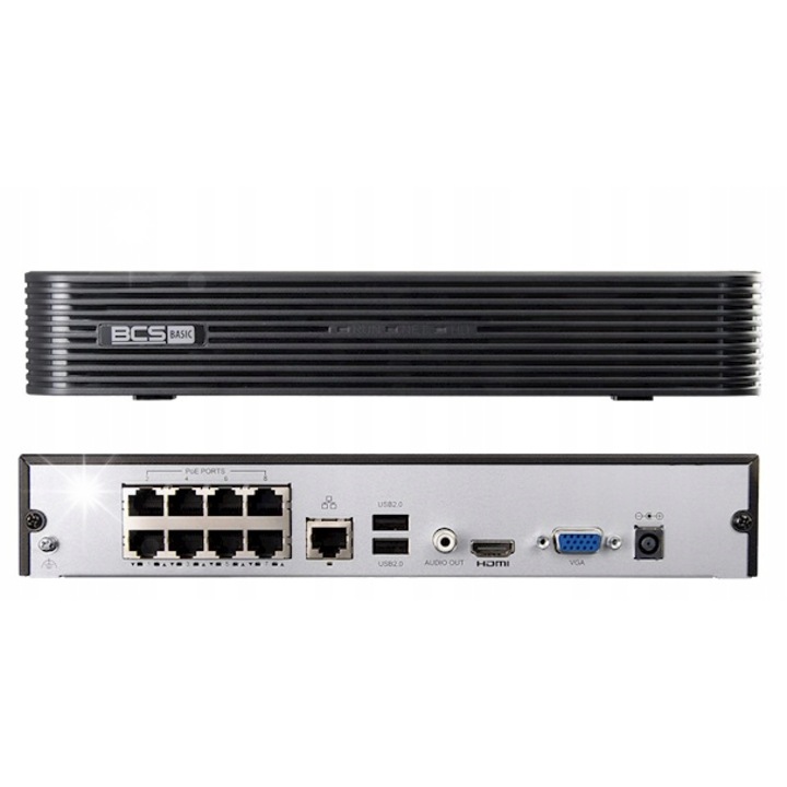 BCS-B-NVR0401-4P IP felvevő, 4 csatornás, 8Mpx, PoE switch, 1 HDD slot, 6TB, 260x243x46mm