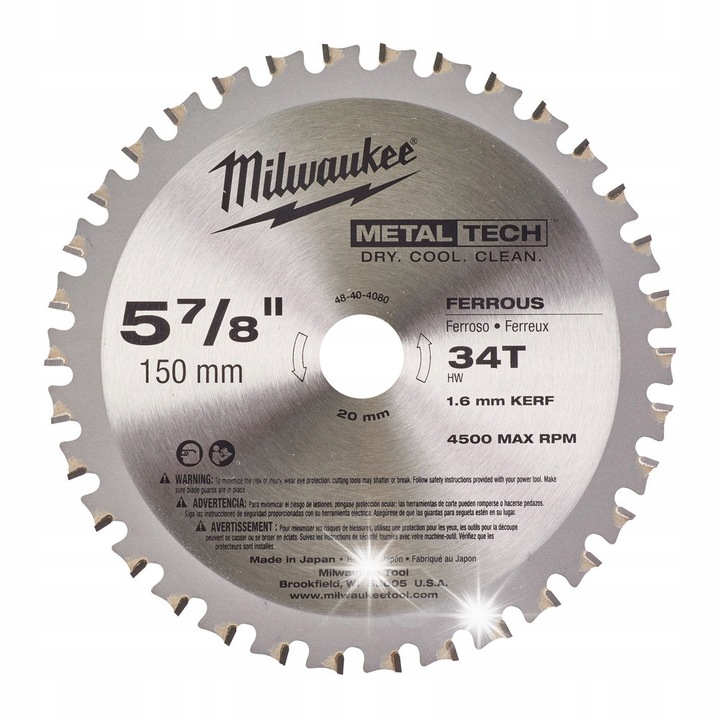 Milwaukee elektromos fűrészlap, 150x20x34z, ezüst