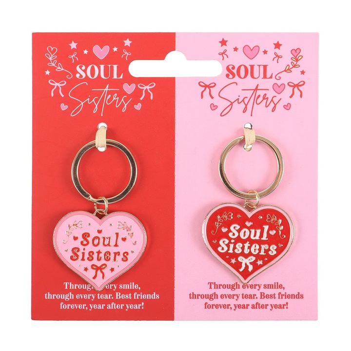 Set 2 brelocuri inima „Soul Sisters” – Prietene pe viata