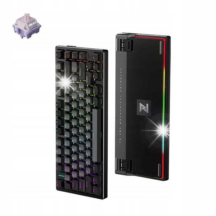 Безжична механична клавиатура MCHOSE Z75, алуминиева, RGB подсветка, 81 клавиша, черна, 395x175x61мм